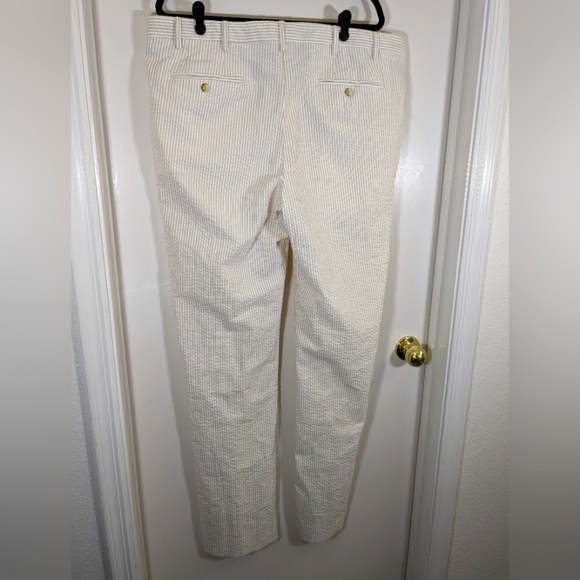 Berle Men's Flat Front Stripes Seersucker Pants, Open Hem, Size 42, New W/O Tags - Picture 4 of 9